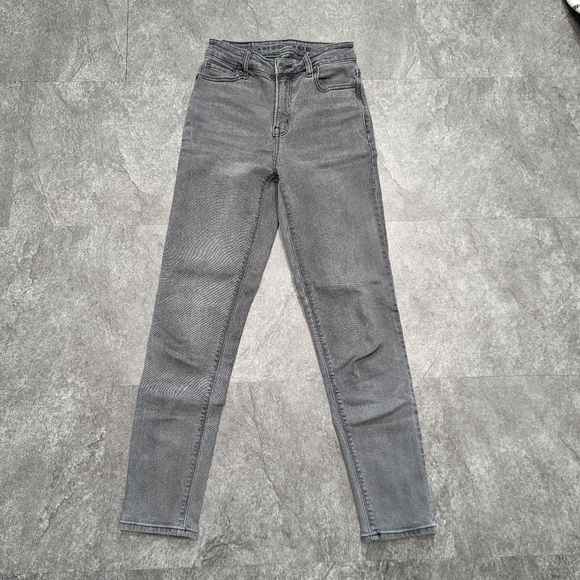 American eagle stretch mom jeans size 000 charcoal grey  wash - Picture 2 of 8